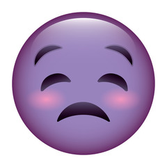 cute purple smile emoticon sad vector illustration