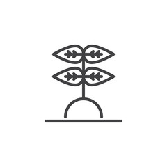 Growing plant outline icon. linear style sign for mobile concept and web design. Sprout in soil simple line vector icon. Symbol, logo illustration. Pixel perfect vector graphics