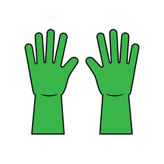 green gloves cleaning rubber equipment vector illustration