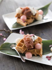 さくら餡の和風ワッフル