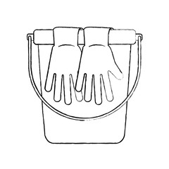 cleaning accessories bucket and gloves vector illustration sketch image graphic