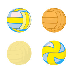 Voleyball ball icon set, cartoon style
