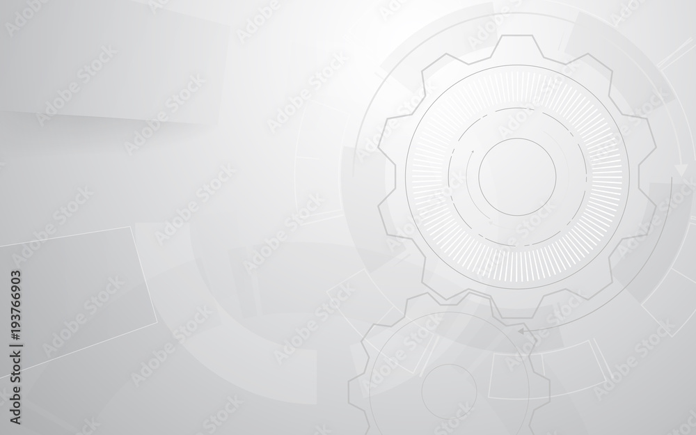Poster abstract grey and white gear and tech geometric design background