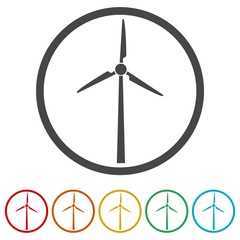 Wind turbine icon, eco concept, 6 Colors Included