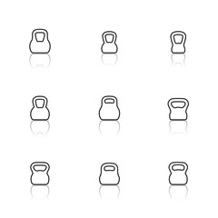 Icons kettlebells of thin lines, vector illustration.