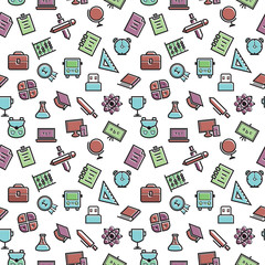 Seamless Pattern of Education Student Study at School