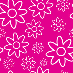Seamless Pattern With White Flowers On Pink Background Happy Women Day Concept Vector Illustration