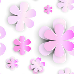 Flowers Seamless Pattern Element Paper Cut Florar On White Background Vector Illustration