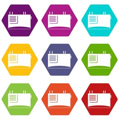 Wall router icon set color hexahedron