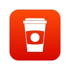 Paper coffee cup icon digital red