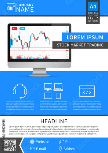 Trading Stock Market Flyer Vector Template Forex Trade Promotion - 