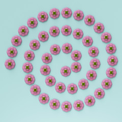 Flower circle in pastel colors 3d rendering