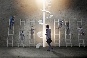 Competition concept with businessman beating competitors