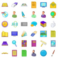 Ownership icons set, cartoon style