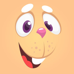 Happy Bunny rabbit cartoon. Vector illustration of happy laughing  rabbit face. Design for Easter