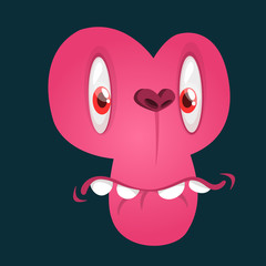 Scary cartoon monster avatar. Vector blue monster yeti face