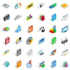 Trading firm icons set, isometric style