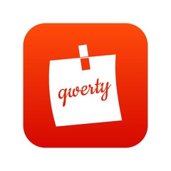 Paper sheet with text qwerty icon digital red