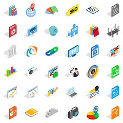 Foreign company icons set, isometric style