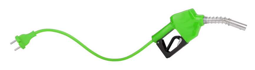 Green technology electric plug with gasoline pistol nozzle