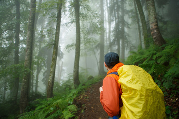 Photo from back of young man with backpack