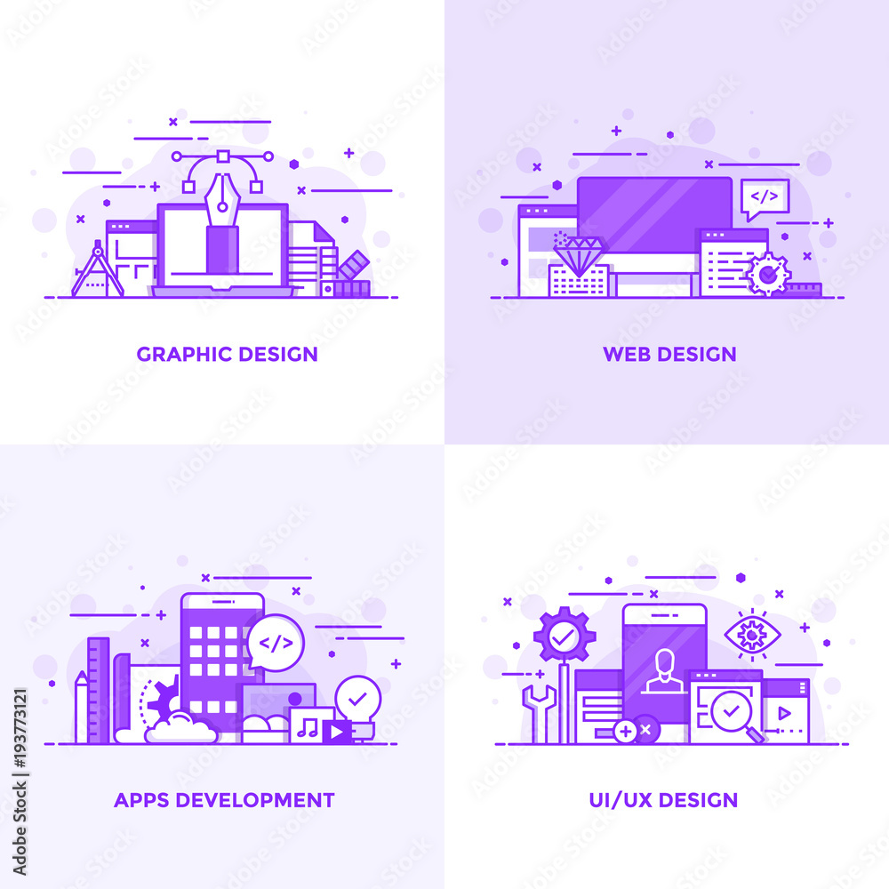 Canvas Prints flat line purple designed concepts
