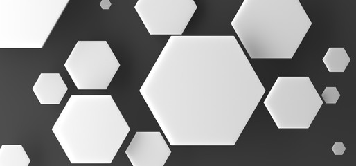 3D Rendering Of Abstract White Hexagon Background Top View
