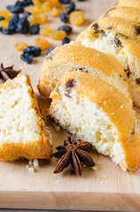 Sweet bread with raisins baked for christmas 