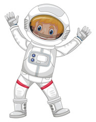 Astronaut in white spacesuit on white background