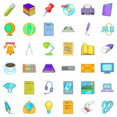 Organization of work icons set, cartoon style