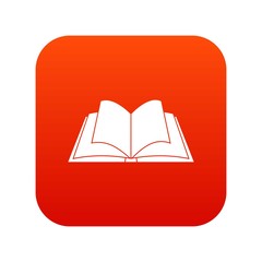 Opened book with pages fluttering icon digital red