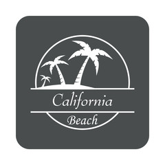 Fototapeta na wymiar Icono plano California Beach en cuadrado gris