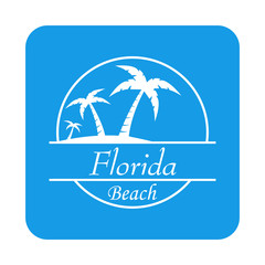 Icono plano Florida Beach en cuadrado azul