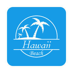 Fototapeta na wymiar Icono plano Hawaii Beach en cuadrado azul
