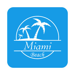 Icono plano Miami Beach en cuadrado azul