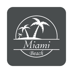 Icono plano Miami Beach en cuadrado gris
