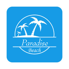 Fototapeta na wymiar Icono plano Paradise Beach en cuadrado azul