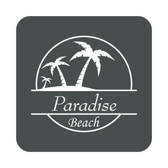 Icono plano Paradise Beach en cuadrado gris