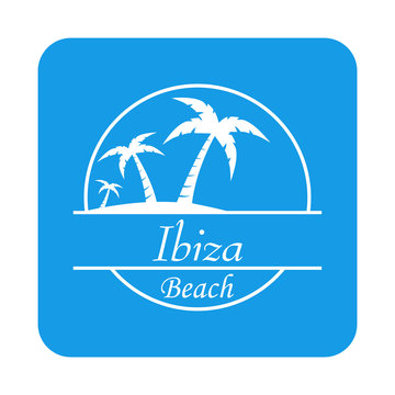 Icono plano Ibiza Beach en cuadrado azul