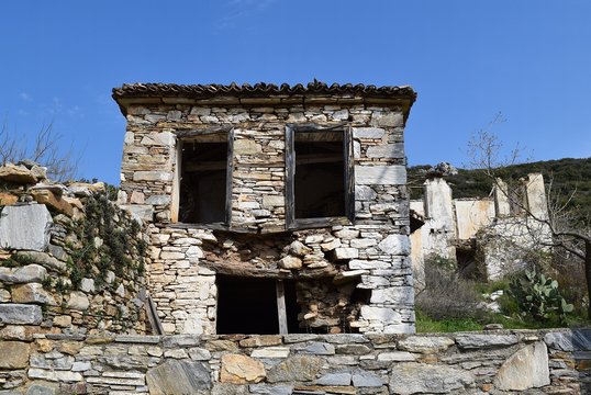 An old abandoned house of an old Greek village.Aydın Doganbey Koyu 