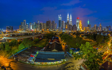 Kuala Lumpur urban and rural cityscape at sunset, Malaysia