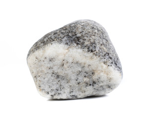Single natural stone on white background, close-up