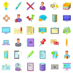 Logging icons set, cartoon style