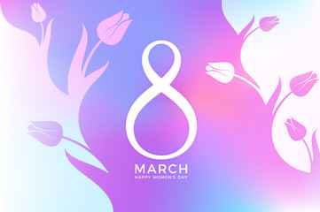 International Women's Day. Greeting card with tulips