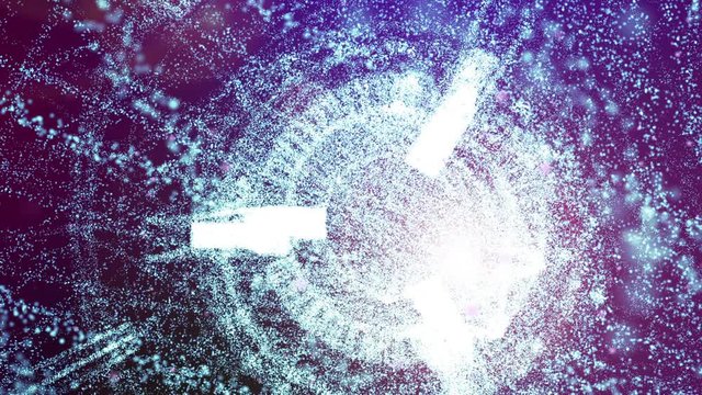 Science Abstract Background - Computer generated motion graphic of futuristic technology abstract with glitter light dots, space light and power generator on blur background. Shallow depth of field.