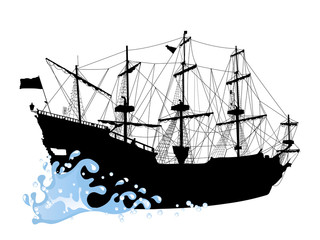 Silhouette of the pirate ship