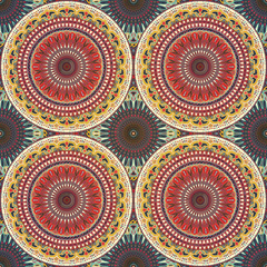 Seamless pattern mandala ornament. Vintage decorative elements. Hand drawn oriental background.