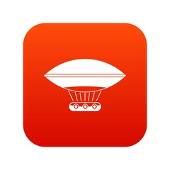 Hot air balloon with gondola basket icon digital red