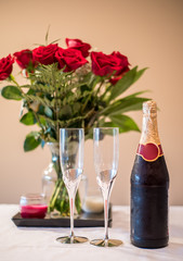 Wine Glasses and Red Roses 