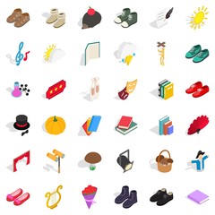 Old material icons set, isometric style